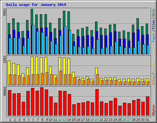 Daily usage for January 2019