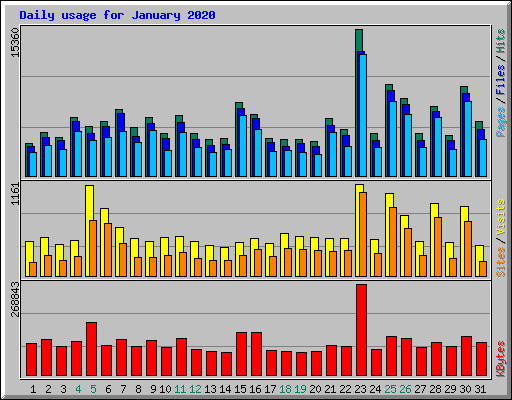 Daily usage for January 2020